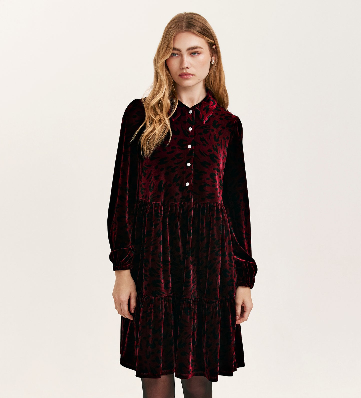 Rosanna Burgundy Animal Velvet Short Dress