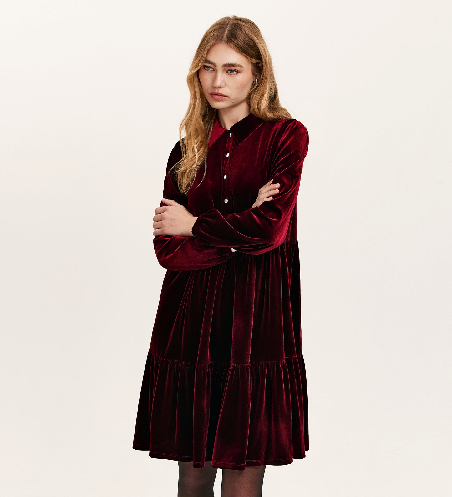 Rosanna Burgundy Velvet Short Dress