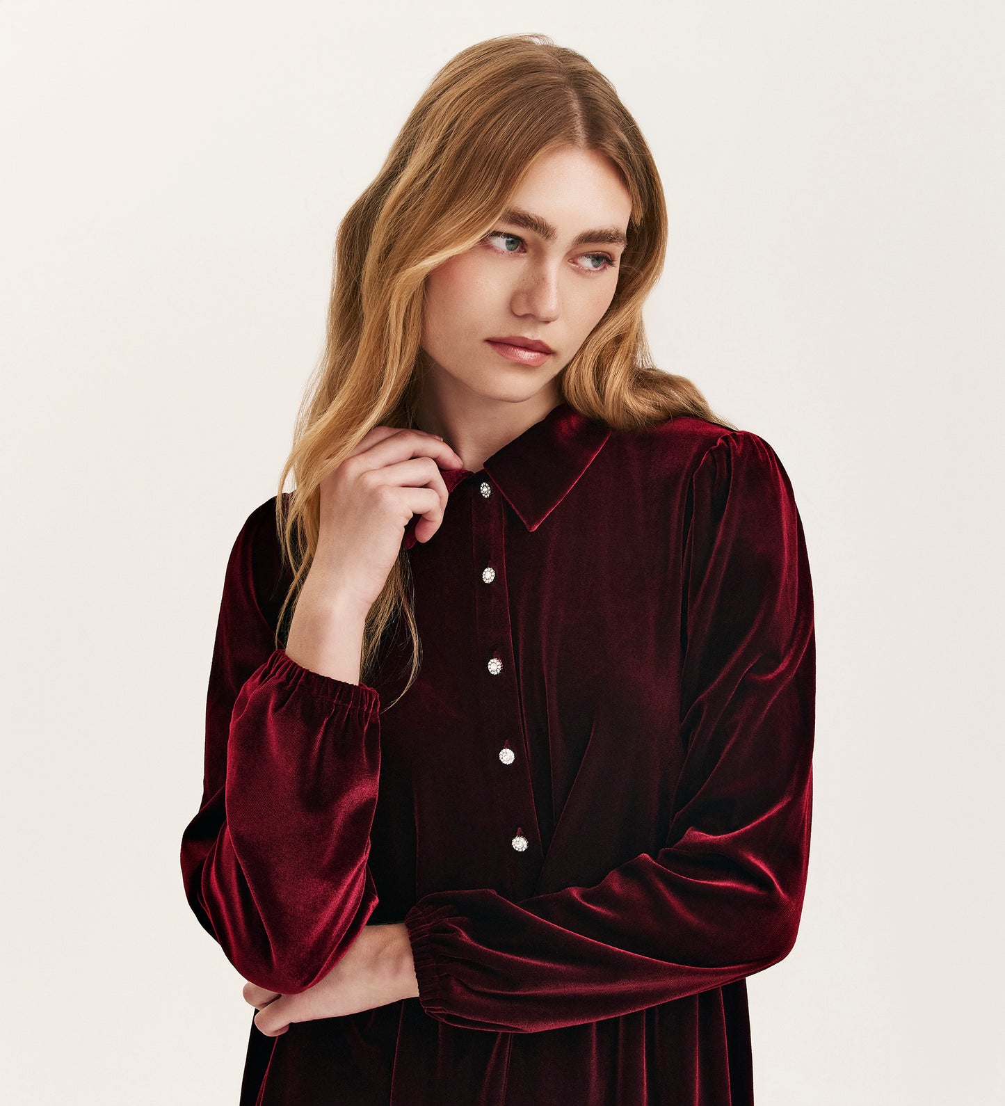 Rosanna Burgundy Velvet Short Dress