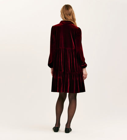 Rosanna Burgundy Velvet Short Dress