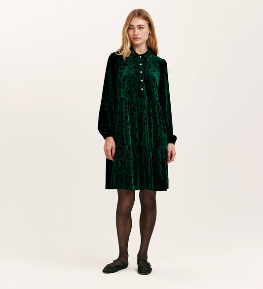 Rosanna Green Animal Velvet Short Dress