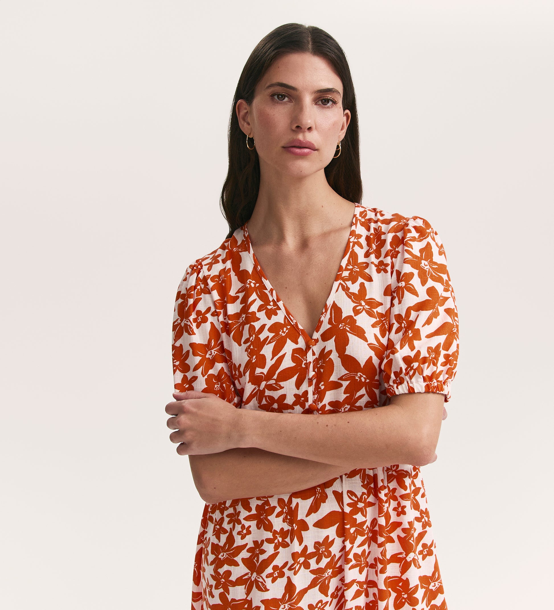 sabina orange flower print dress Sabina Set