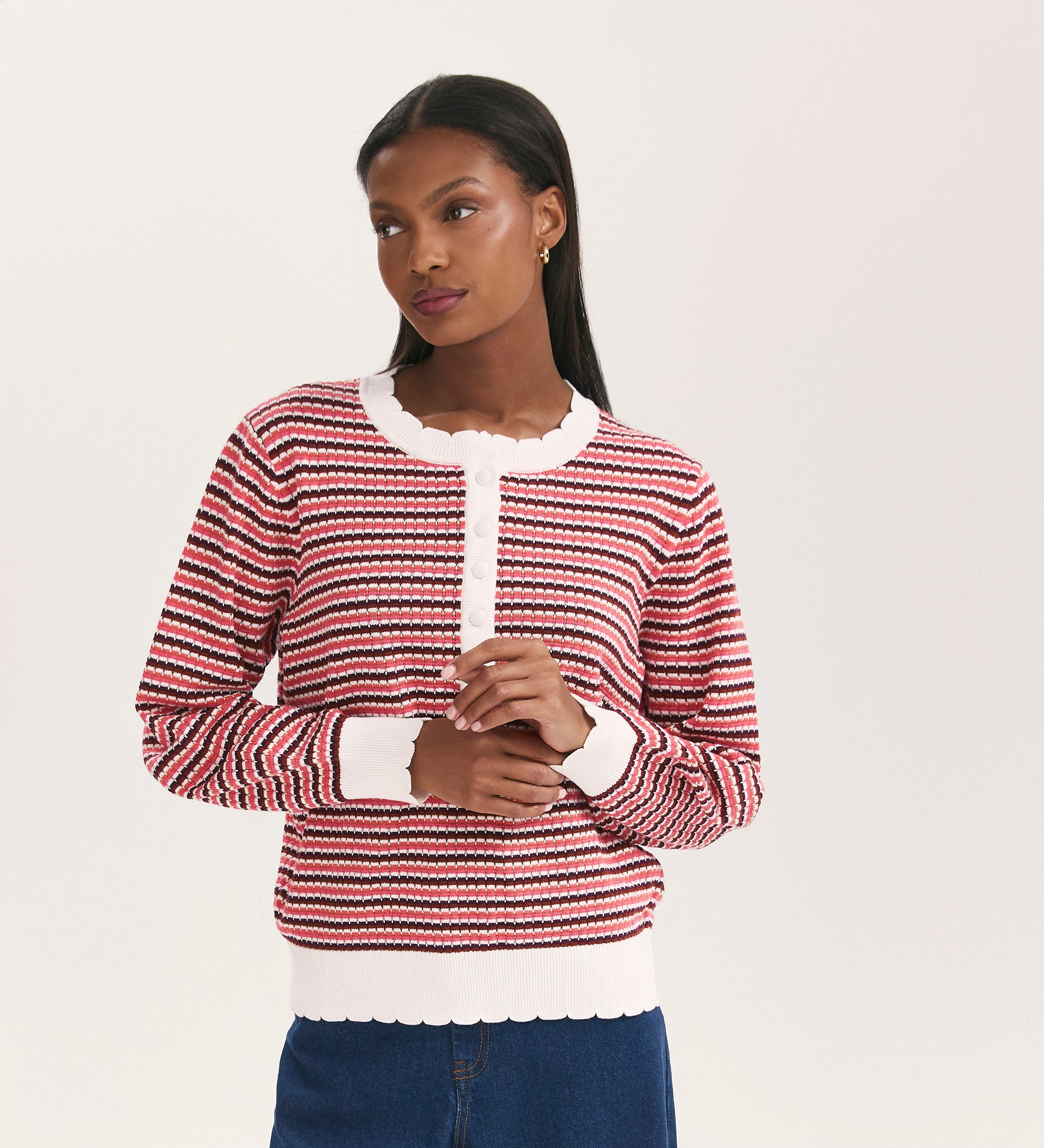 Sanne Pink Stripe Jumper – Finery London