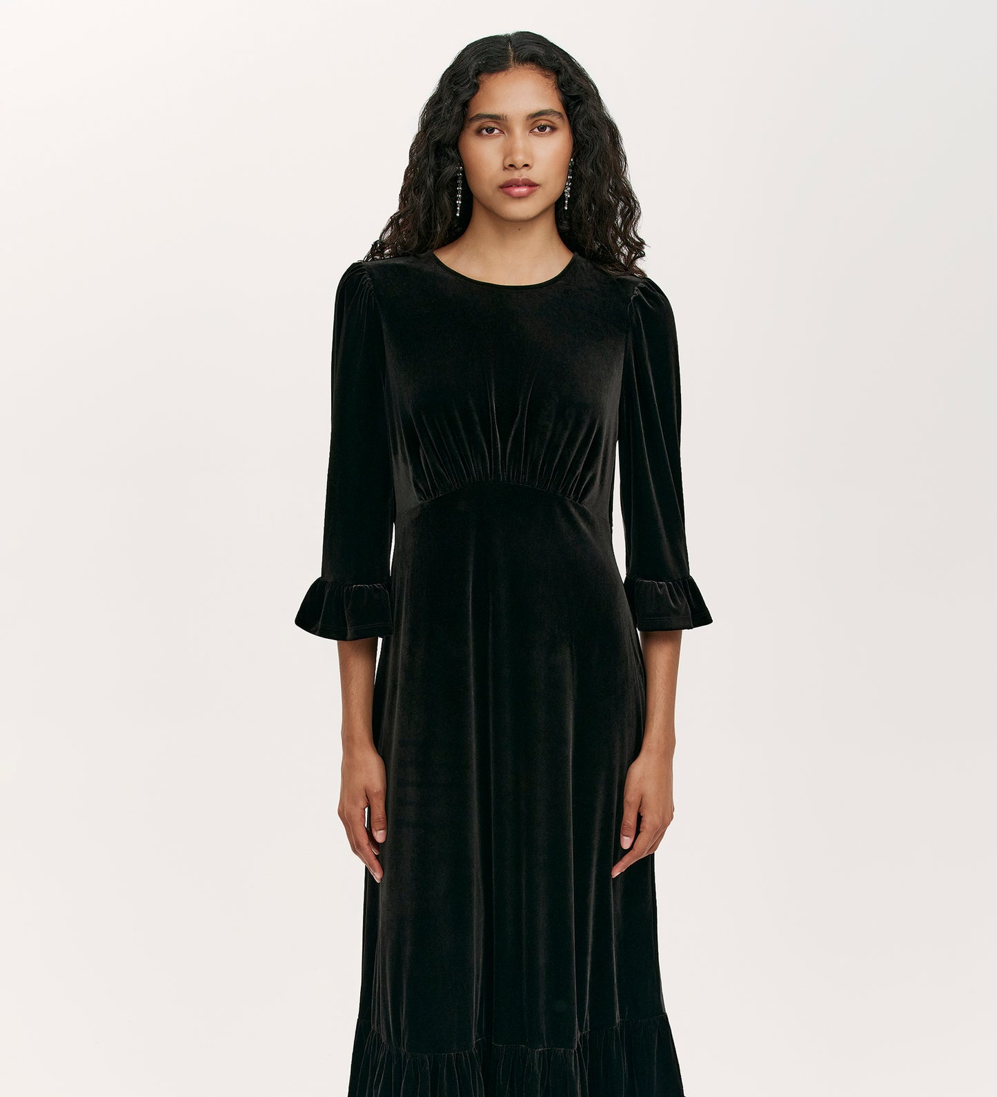 Scarlett Black Velvet Midi Dress