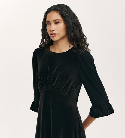 Scarlett Black Velvet Midi Dress