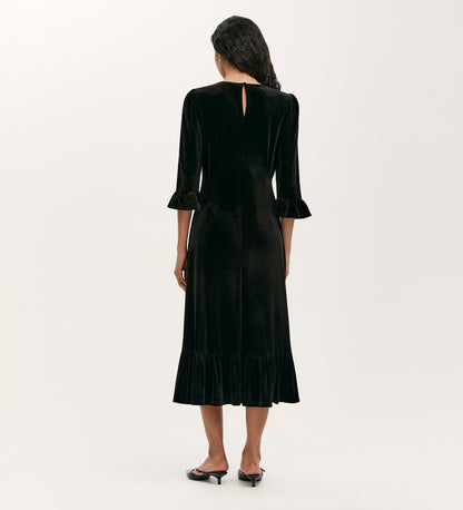 Scarlett Black Velvet Midi Dress