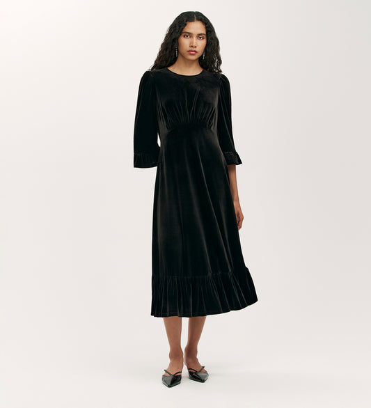 Scarlett Black Velvet Midi Dress