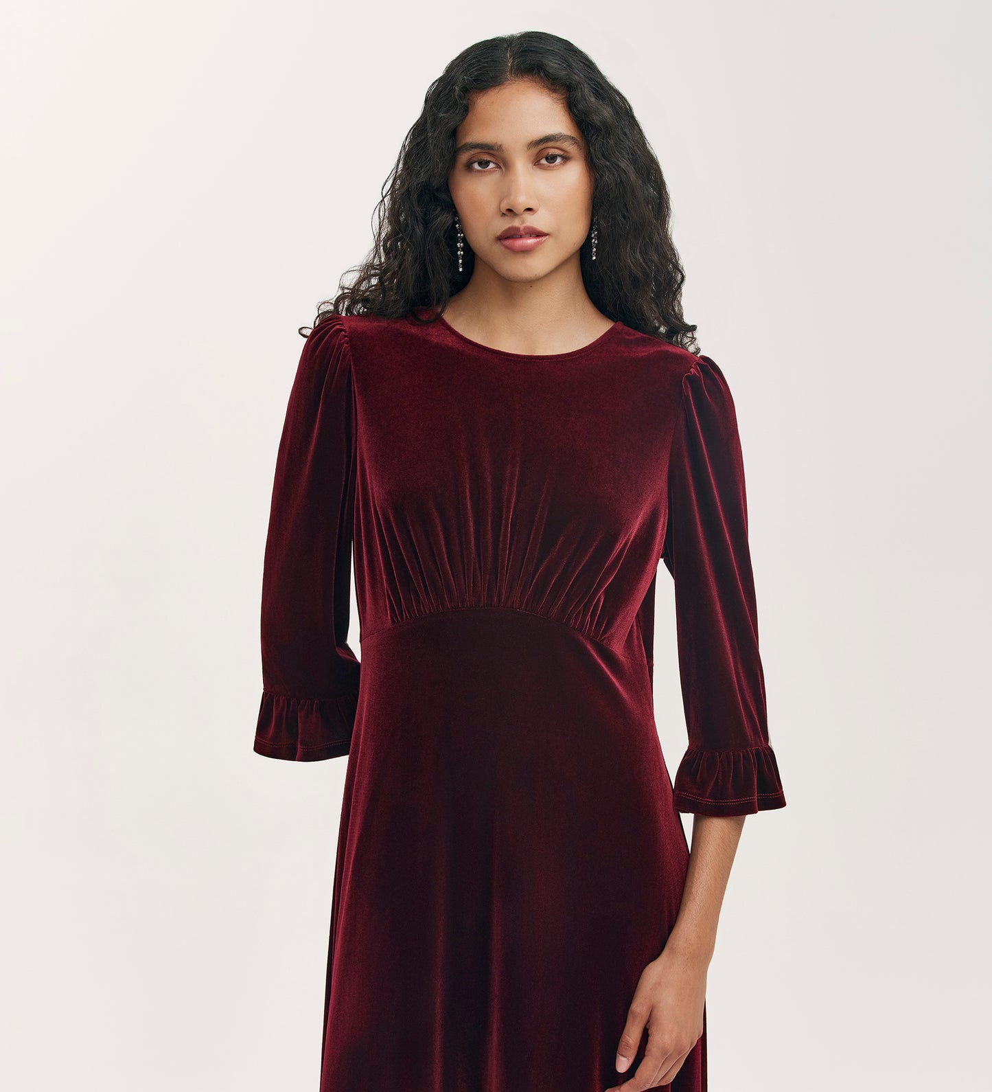 Scarlett Burgundy Velvet Midi Dress