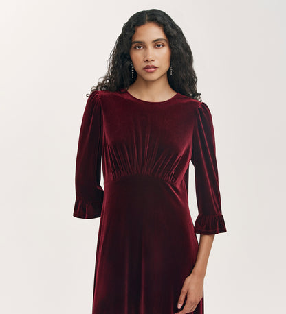 Scarlett Burgundy Velvet Midi Dress