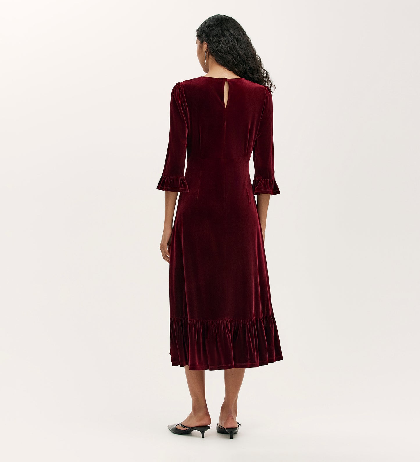 Scarlett Burgundy Velvet Midi Dress