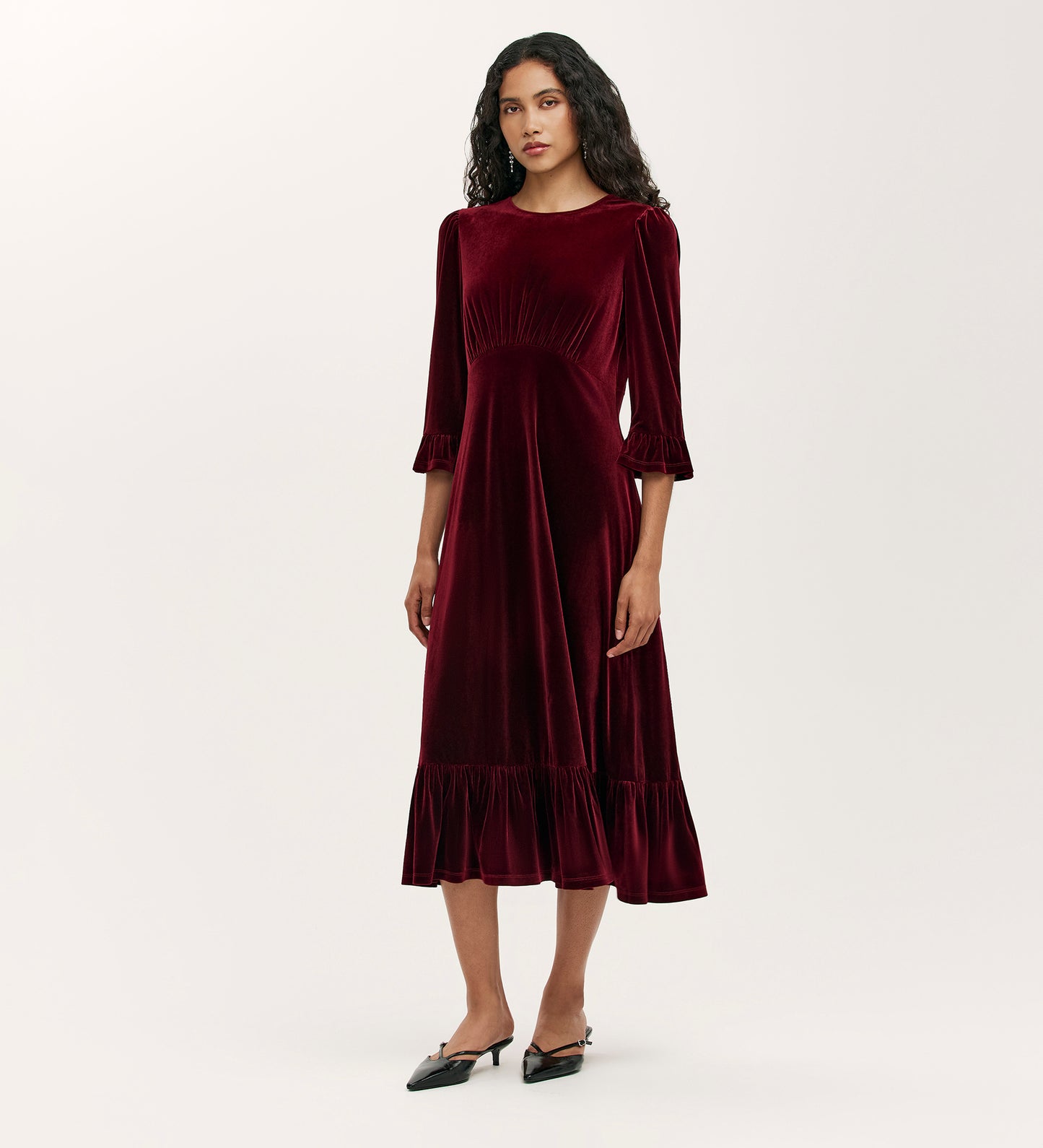 Scarlett Burgundy Velvet Midi Dress