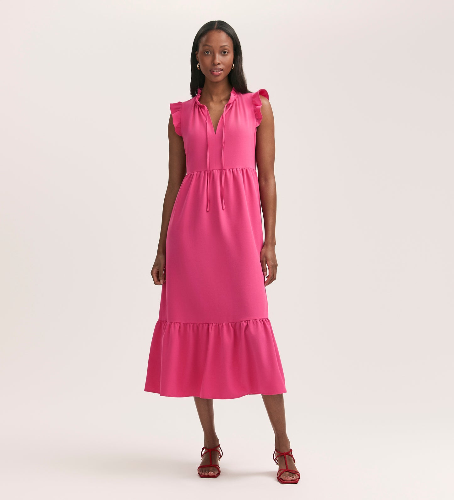 Scout Fuchsia Pink Crepe Midi Dress Finery London Scout Fuchsia Pink Crepe Midi Dress Finery London