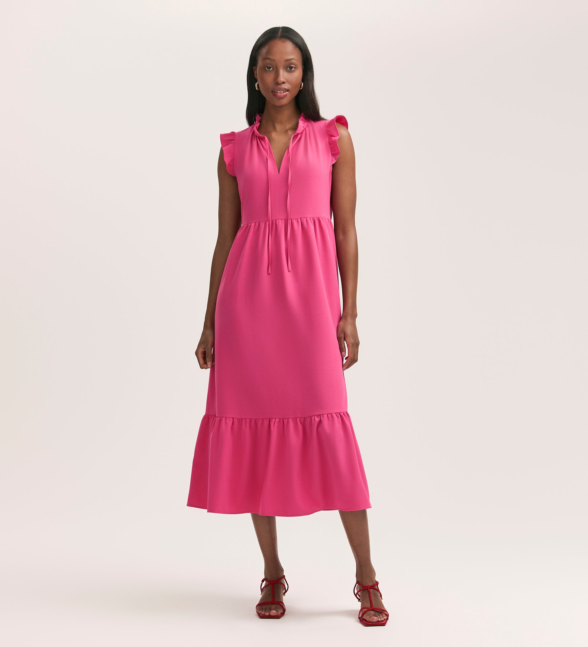 Scout Fuchsia Pink Crepe Midi Dress Finery London Scout Fuchsia Pink Crepe Midi Dress Finery London