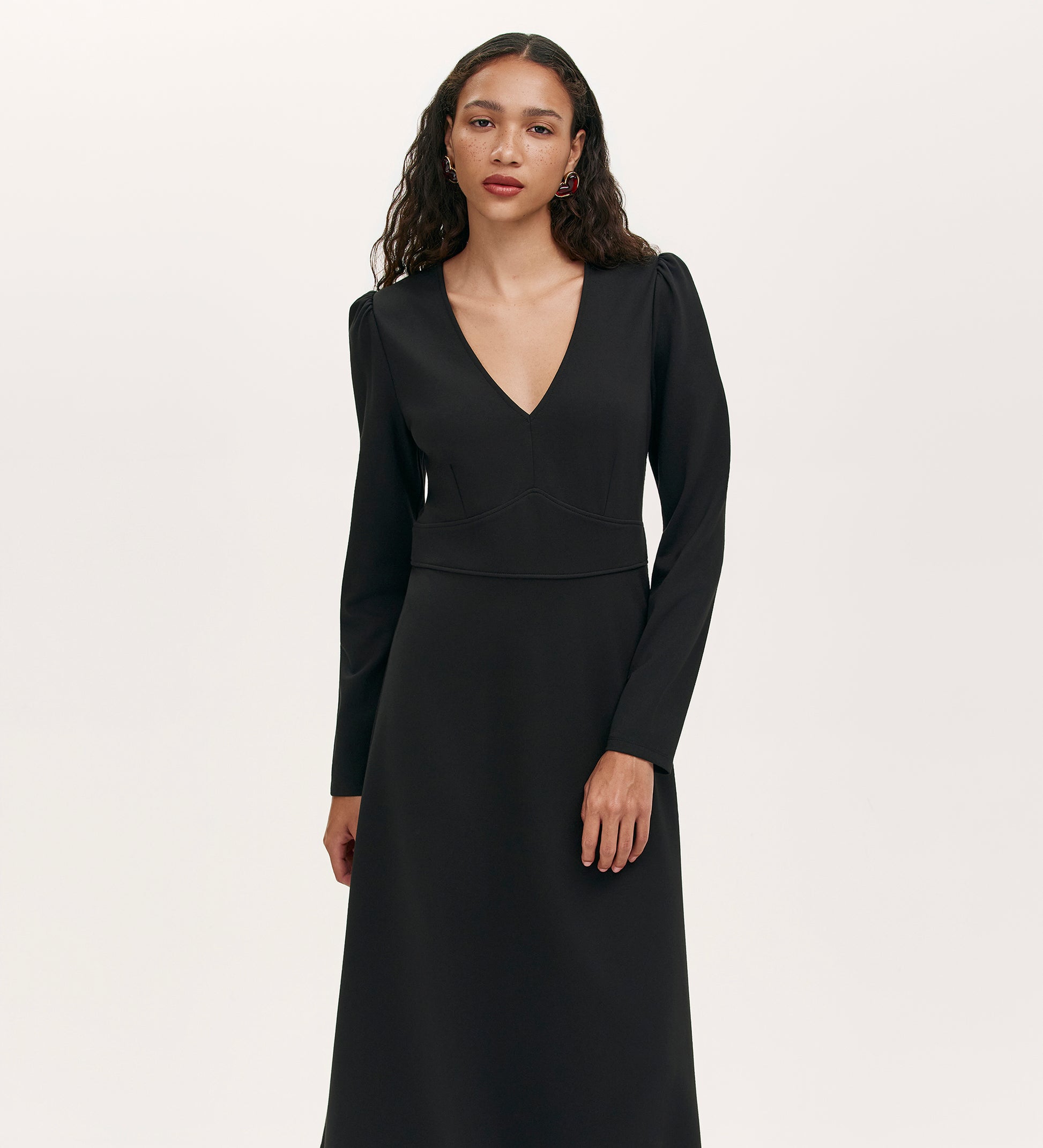 Seraphina Black Ponte Jersey Long Sleeve Midi Dress Finery London Seraphina Black Ponte Jersey Long Sleeve Midi Dress Finery London