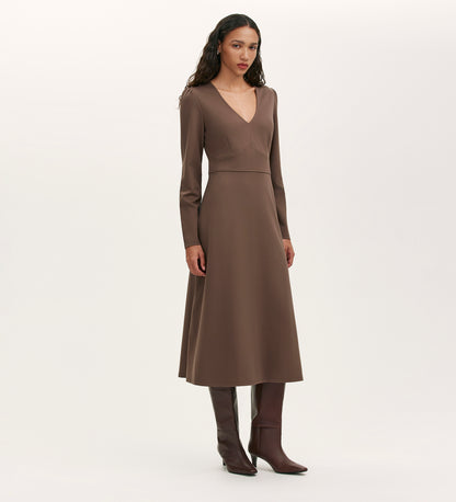 Seraphina Mole Ponte Jersey Long Sleeve Midi Dress