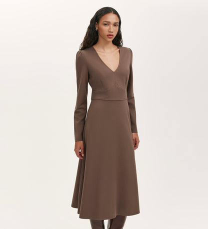 Seraphina Mole Ponte Jersey Long Sleeve Midi Dress