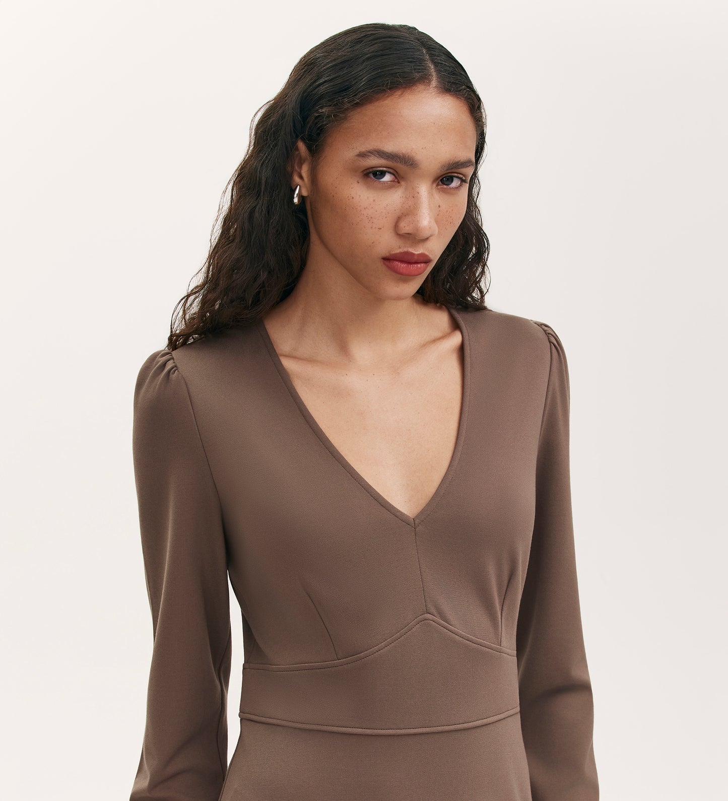Seraphina Mole Ponte Jersey Long Sleeve Midi Dress