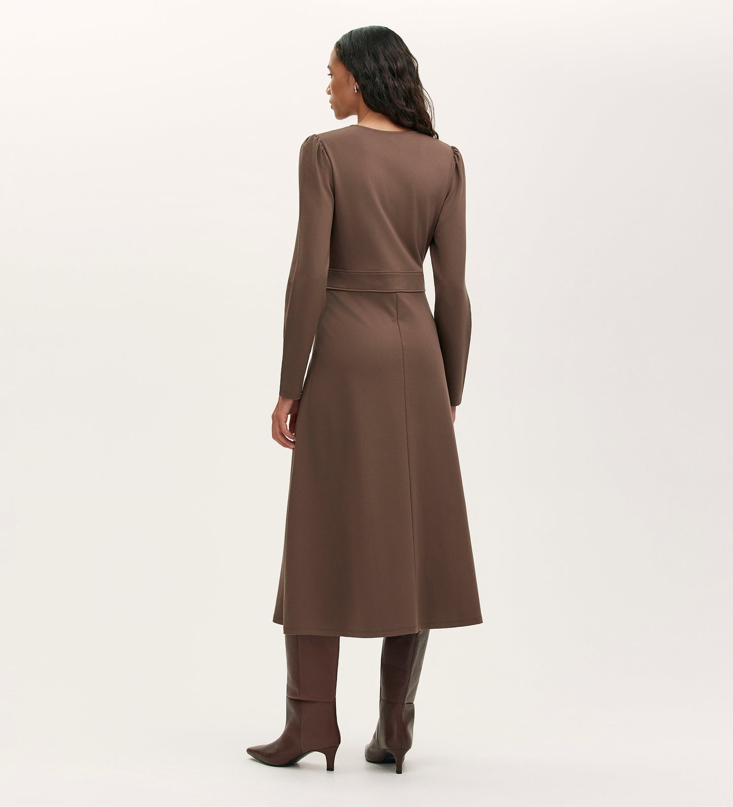 Seraphina Mole Ponte Jersey Long Sleeve Midi Dress
