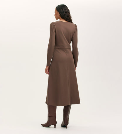 Seraphina Mole Ponte Jersey Long Sleeve Midi Dress