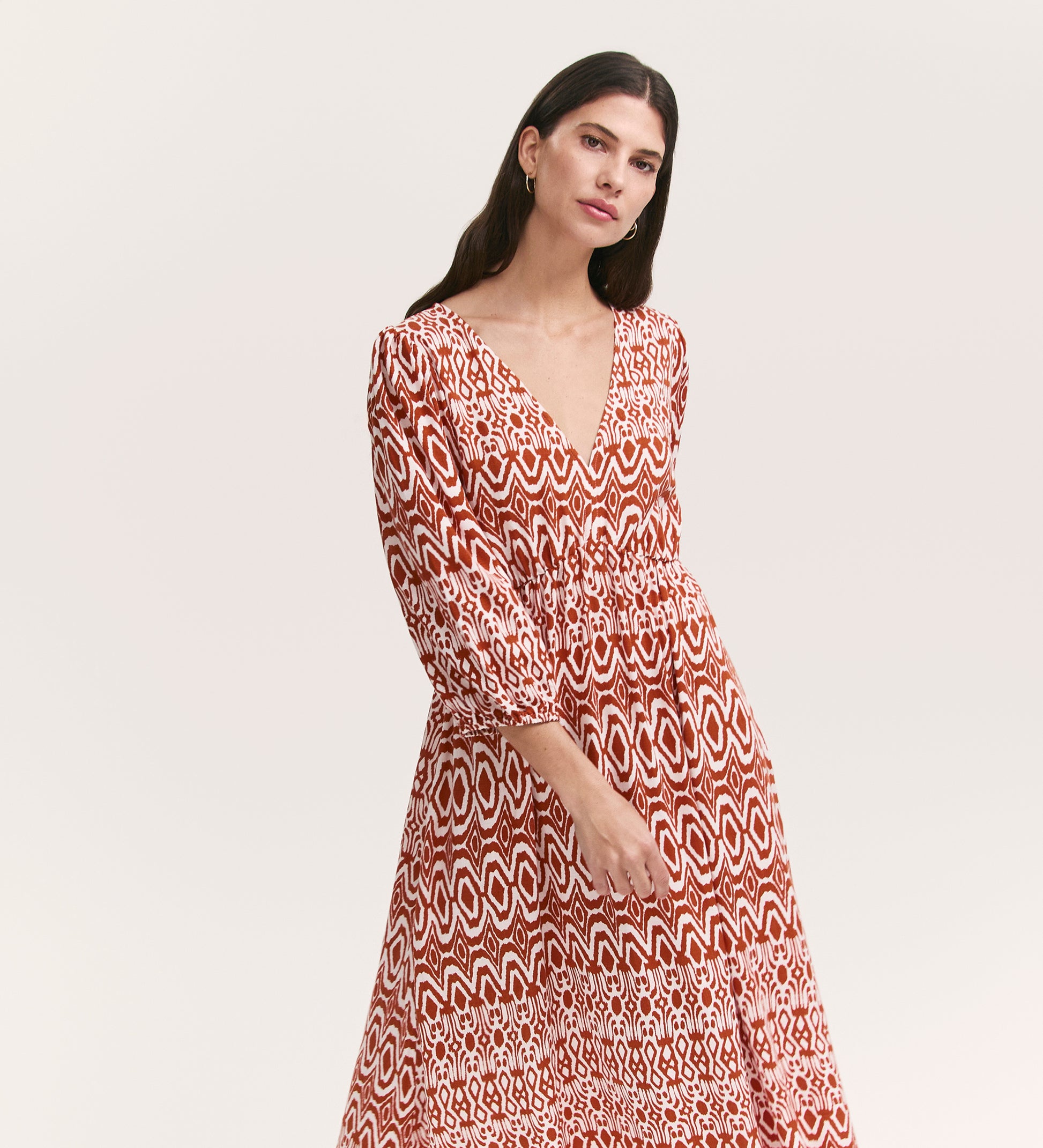 Serena Brown Tribal Midi Smock Dress Finery London Serena Brown Tribal Midi Smock Dress Finery London