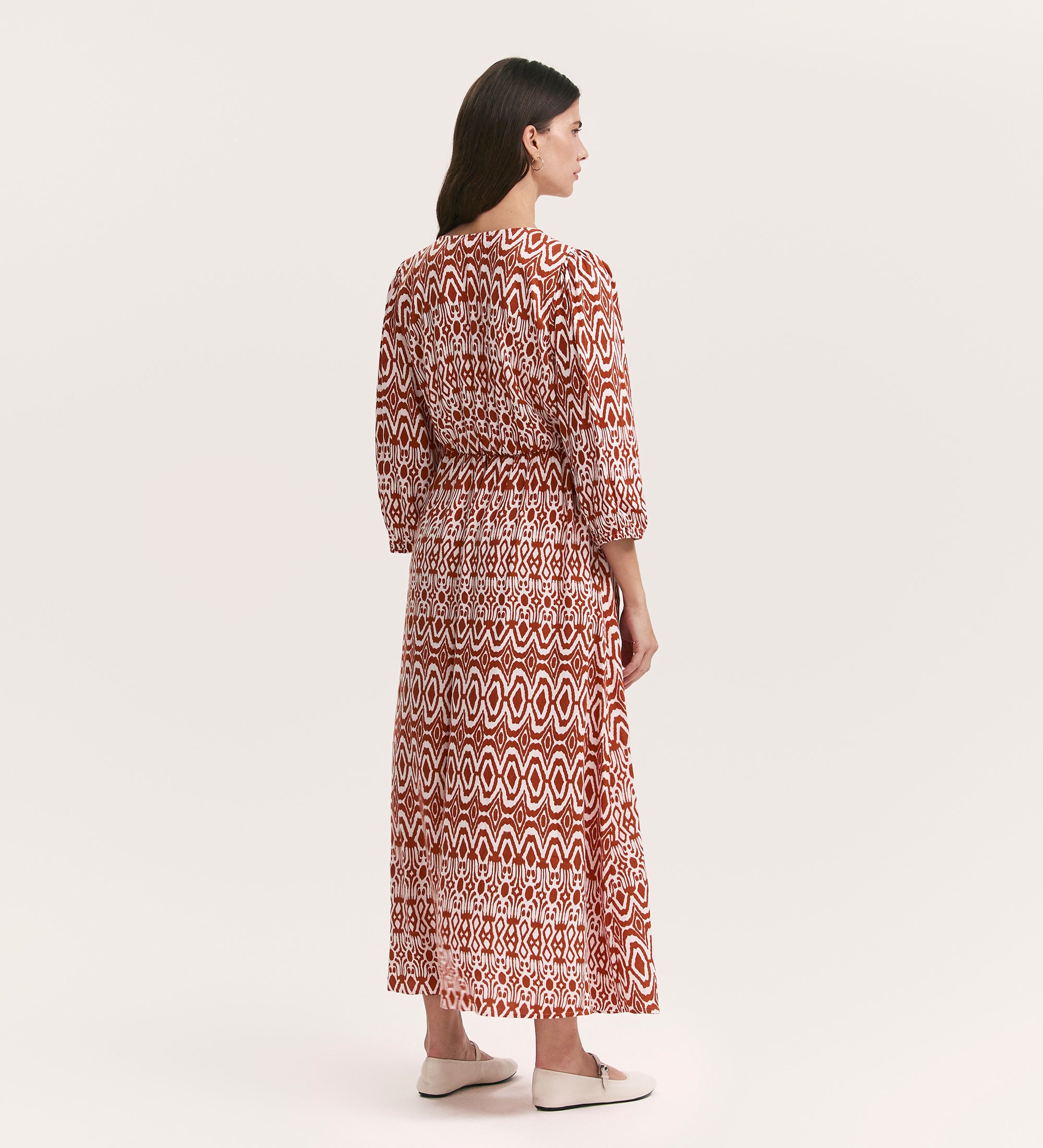 Serena Brown Tribal Midi Smock Dress – Finery London