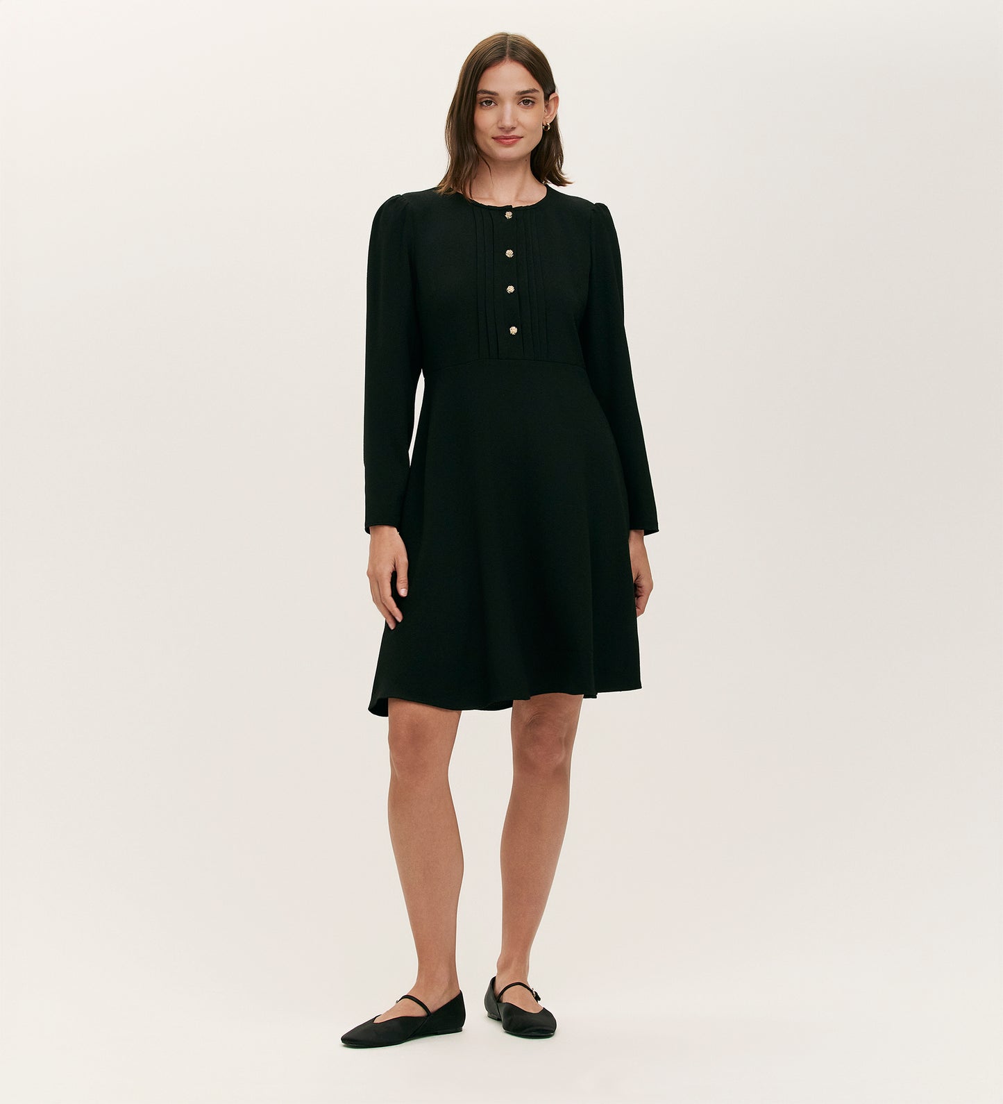 Shauna Black Crepe Short Dress