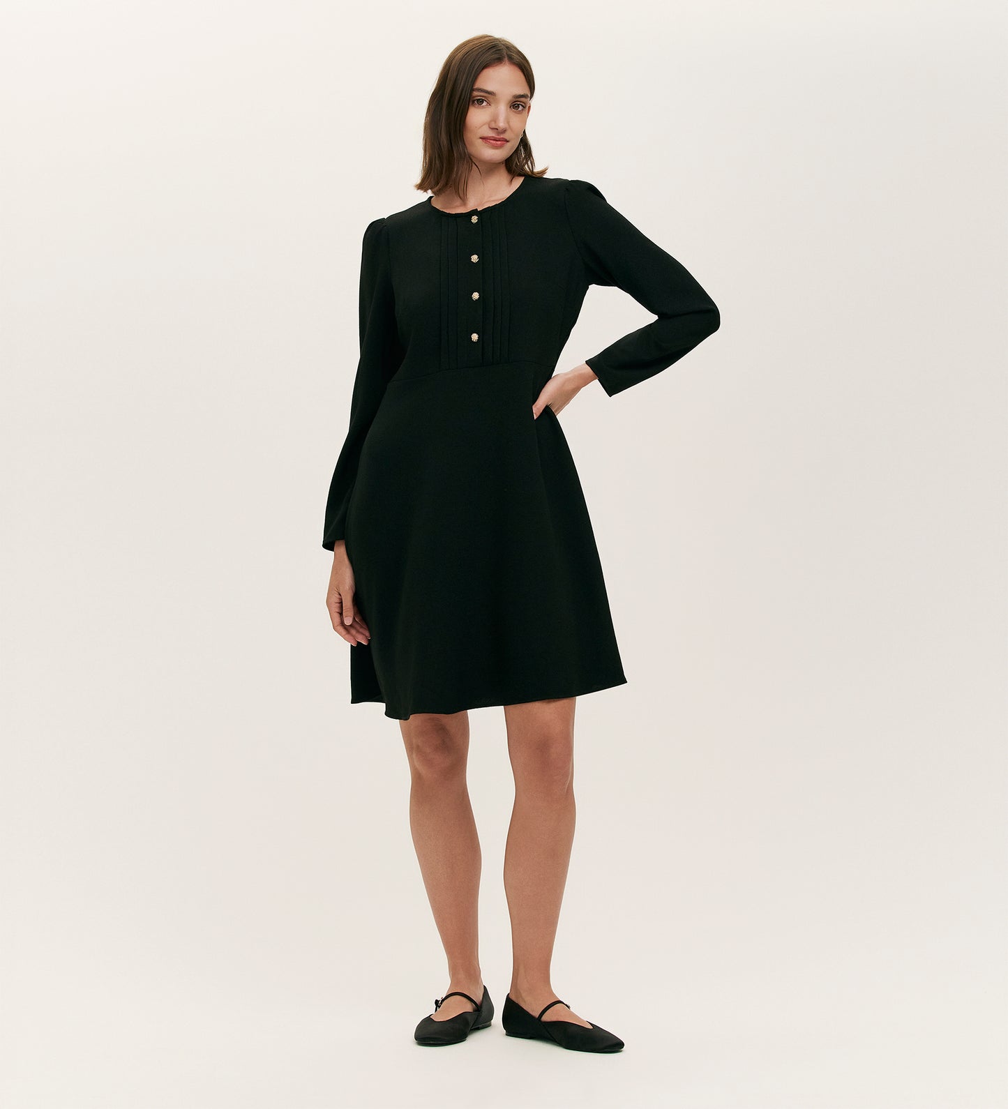 Shauna Black Crepe Short Dress