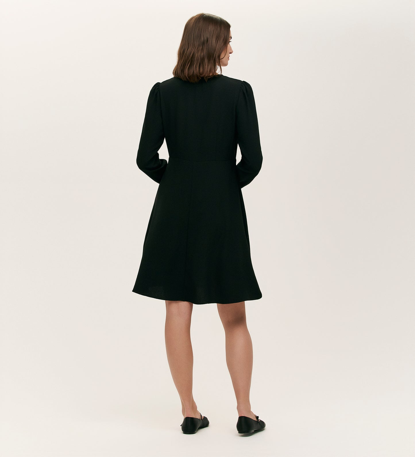 Shauna Black Crepe Short Dress