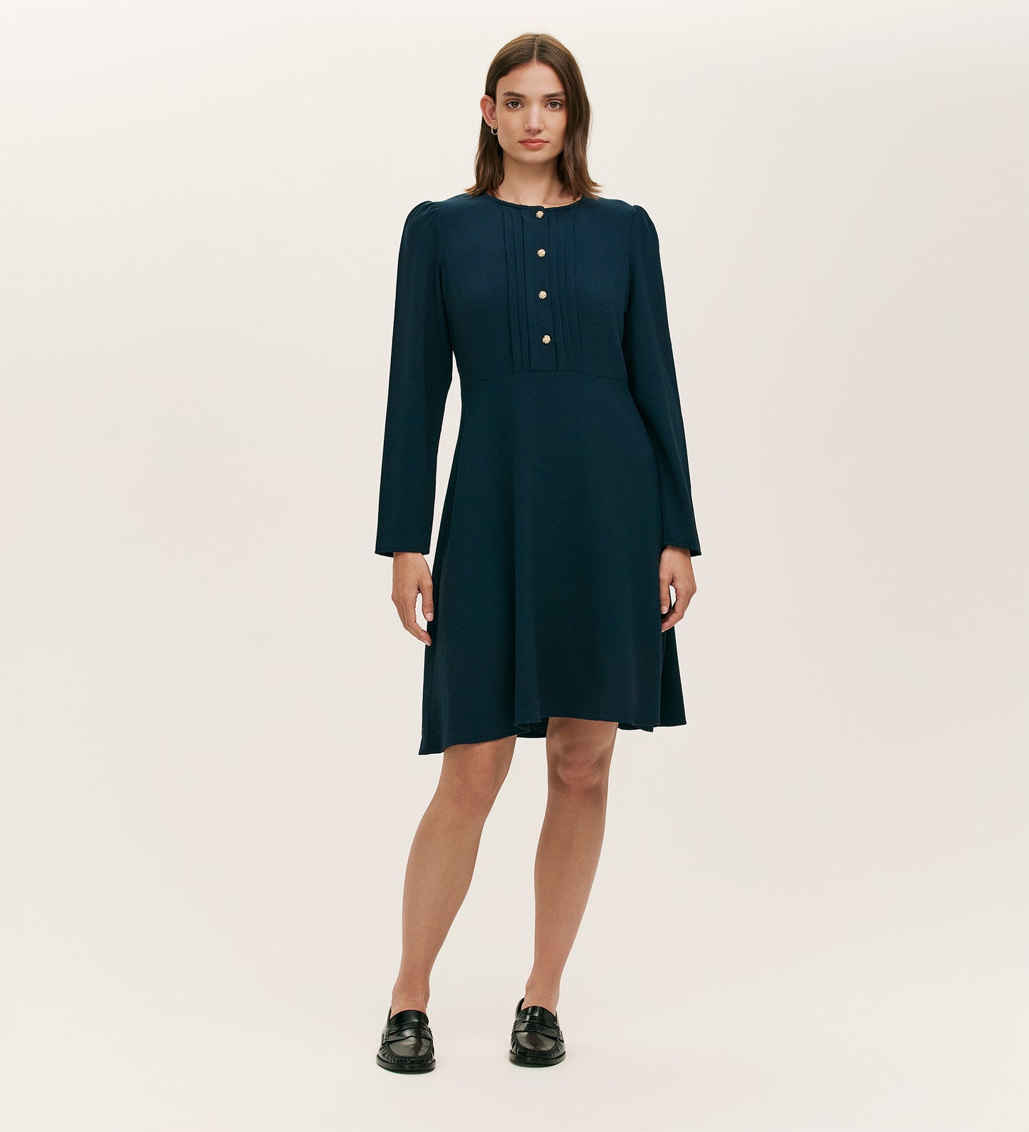 Shauna Navy Crepe Short Dress