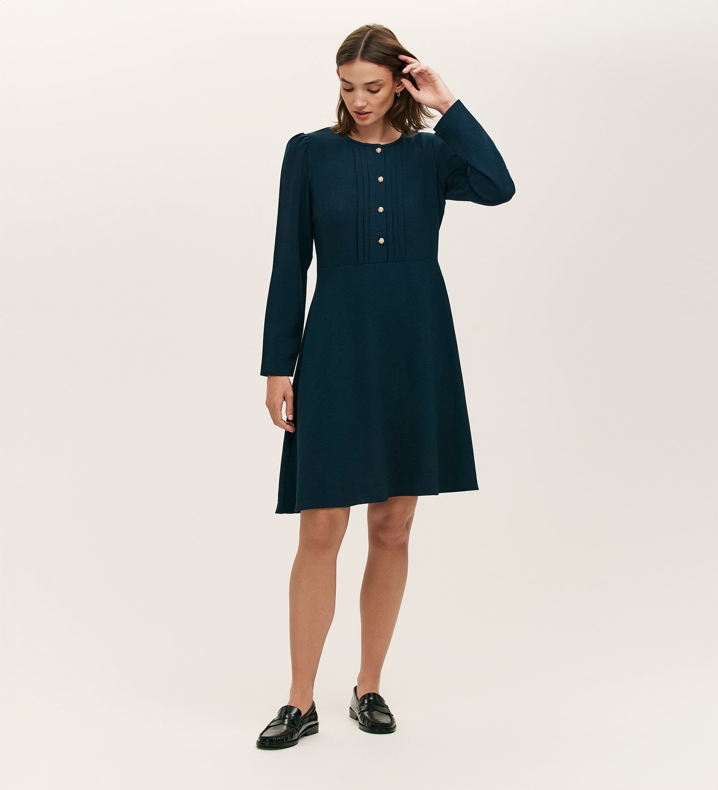 Shauna Navy Crepe Short Dress