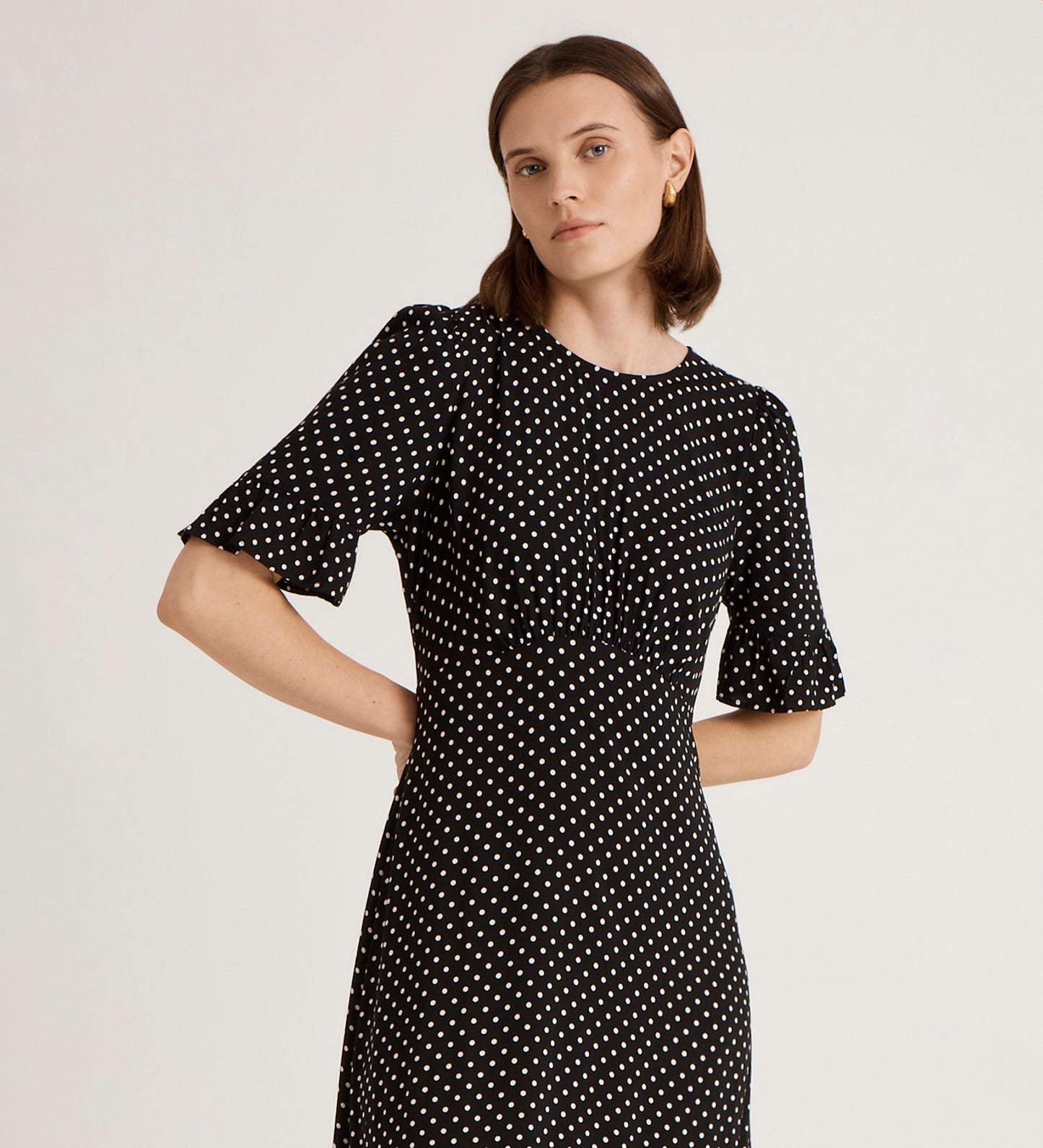 Sylvie Black Spot Midi Tea Dress