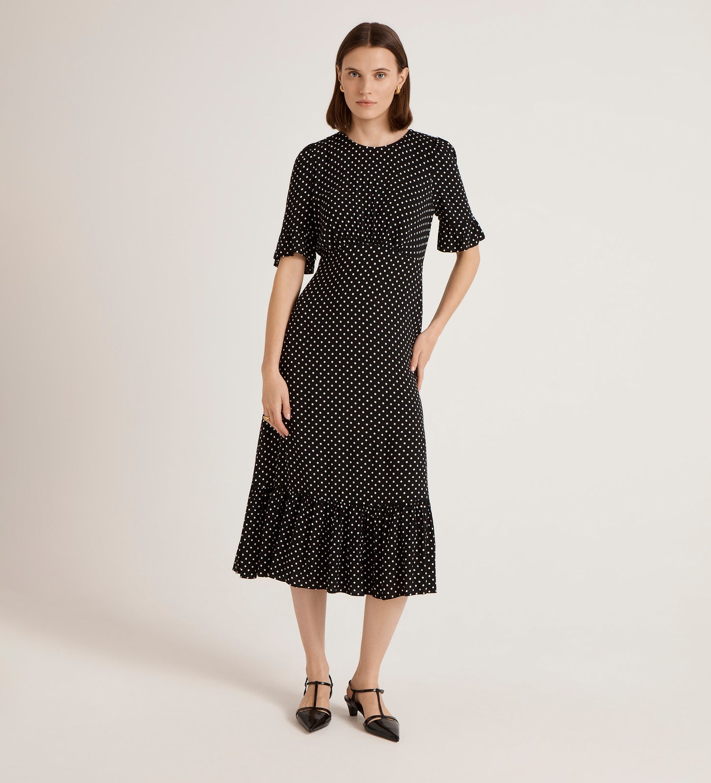Sylvie Black Spot Midi Tea Dress