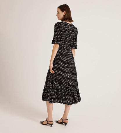 Sylvie Black Spot Midi Tea Dress