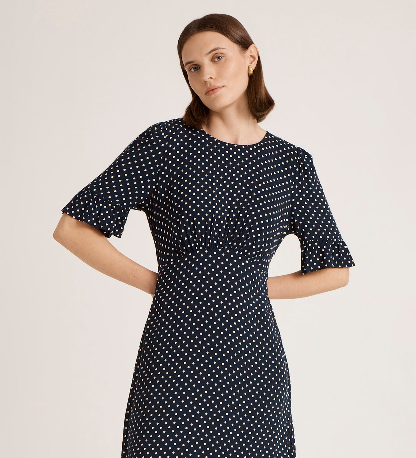 Sylvie Navy Spot Midi Tea Dress