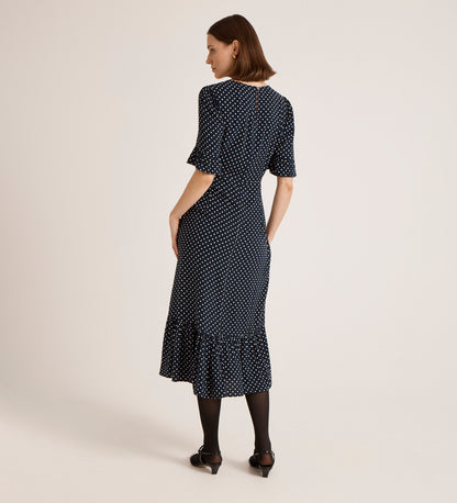 Sylvie Navy Spot Midi Tea Dress