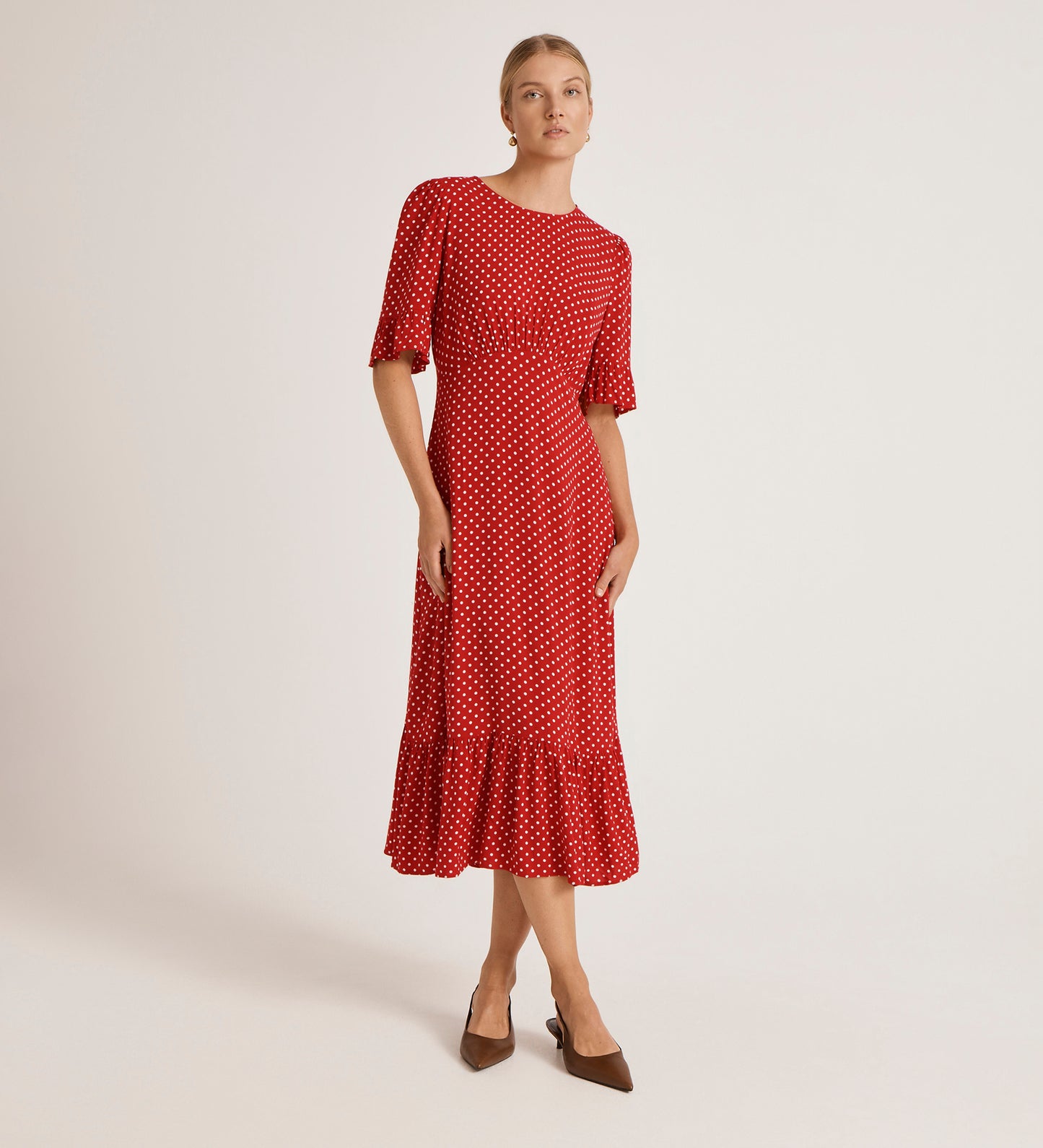 Sylvie Red Spot Midi Tea Dress