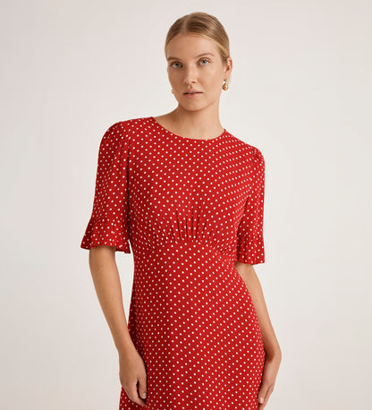 Sylvie Red Spot Midi Tea Dress