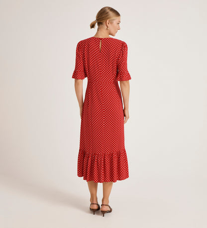 Sylvie Red Spot Midi Tea Dress