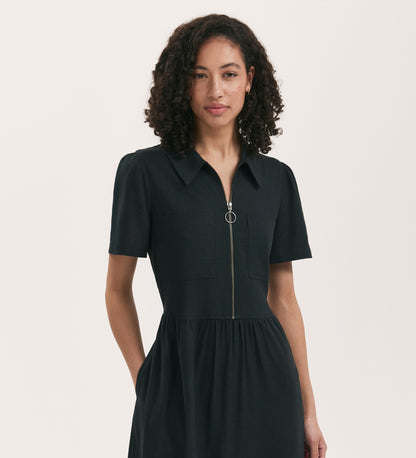 Tania Black Linen Blend Midi Shirt Dress Finery London Tania Black Linen Blend Midi Shirt Dress Finery London
