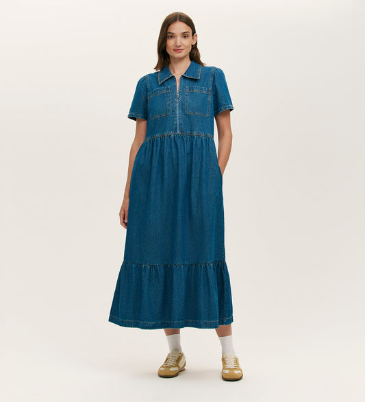 Tania Mid Blue Denim Midi Dress