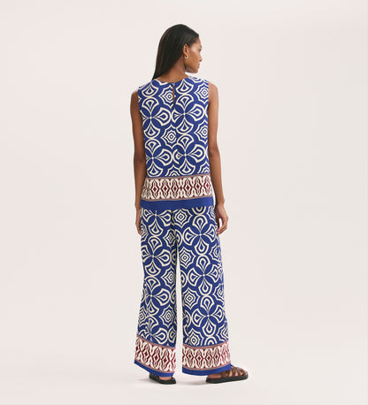 Nat Blue Mosaic Wide Leg Trousers