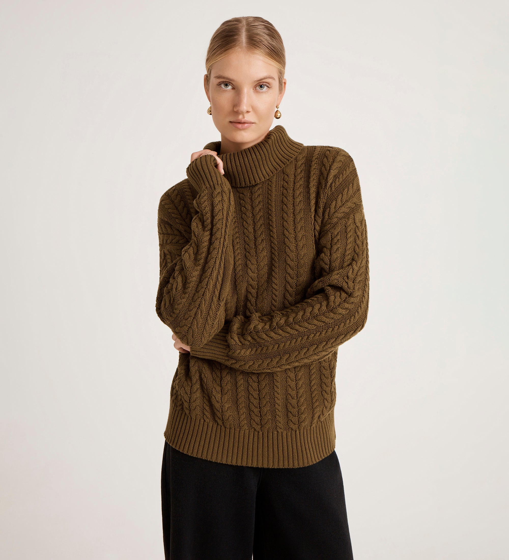 Viviana Khaki Knitted Jumper – Finery London