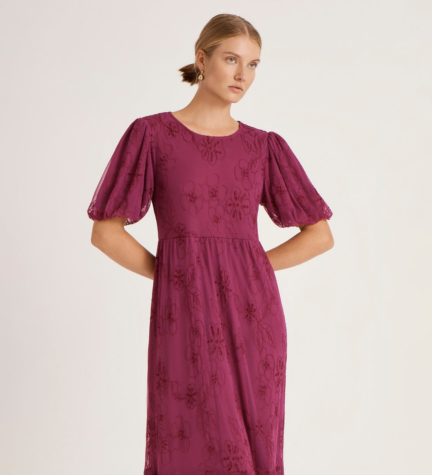 Yasmine Purple Mesh Midi Tea Dress