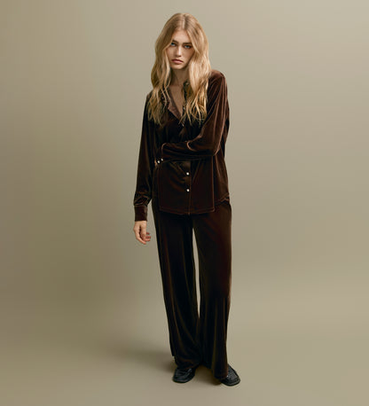 Sayge Mocha Velvet Shirt
