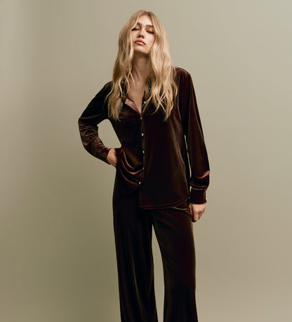 Sayge Mocha Velvet Shirt