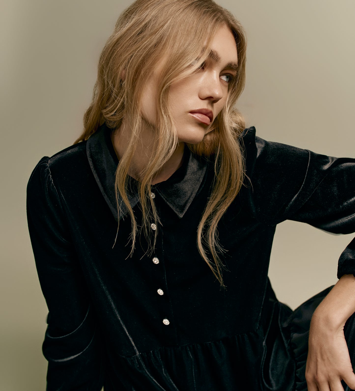 Rosanna Black Velvet Short Dress