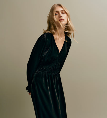 Laila Black Velvet Midi Dress