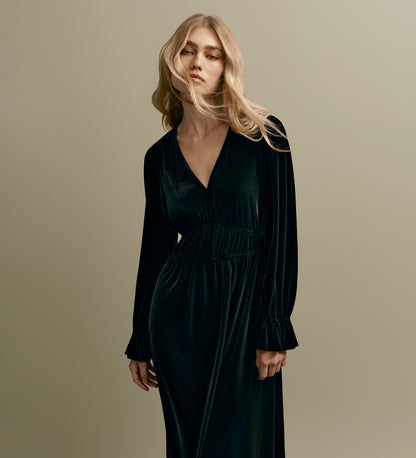 Laila Black Velvet Midi Dress