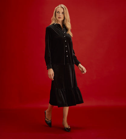 Sayge Black Velvet Shirt
