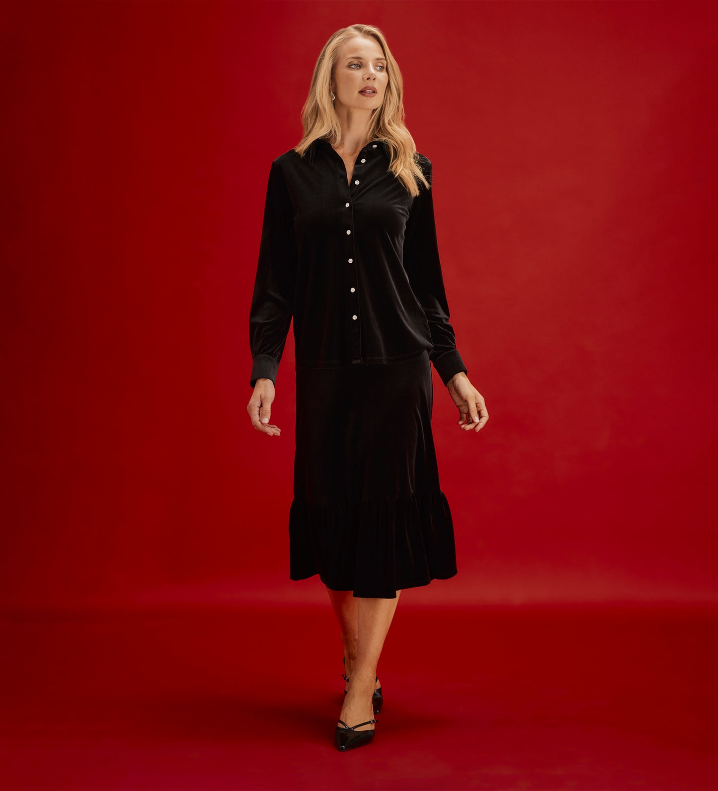 Sayge Black Velvet Shirt